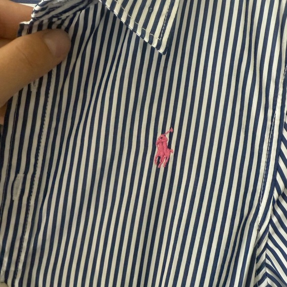 Polo by Ralph Lauren Navy and White Striped Shirt - Picture 3 of 4